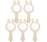 Artibetter 5 Pezzi Specchio da Trucco in Legno, Piccolo Specchio Portatile per Decorare e Dipingere, per Attività DIY e Creatività Familiare