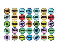 Artibetter 50 Pezzi Cabochon in Vetro a Mezzaluna Occhio di Animale, 10mm Rotondo Retro Piatto, per Creazioni di Gioielli e Bambole all'Uncinetto Colore Casuale Stili Multipli