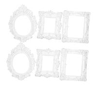 Artibetter 6 Pezzi Cornice Anticata Barocca in Plastico e Resina, Mini Cornice per Foto in Miniatura Rettangolare e Ellittica, Pratica e Utile per Artigianato e DIY