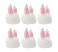 ARTIBETTER 6 Pezzi Mini Molletta per Chioma Fai da Te con Coniglietto di Peluche Bianco, Soffice Pompon con Orecchie da Coniglio, Decorazioni Pasquali per Ghirlande e Accessori Chioma Adatte