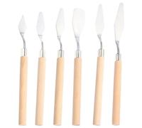 Artibetter 6pezzi Spatole per Pittura a Olio Strumenti per Arti Visive Raschietti per Vaschette per Miscelare Pigmenti Pratiche con Manico in Legno Ergonomico Facile da Pulire e Trasportare