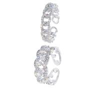 Artibetter Anelli da Dito da Donna 2 Pezzi in Rame Apertura Regolabile e Strass, Gioielli Eleganti alla Moda per Occasioni Speciali e Regalo Sentimentale