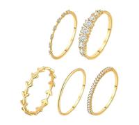 Artibetter Anelli Impilabili da Donna Set 5 in Metallo Zirconi, Accessori Eleganti per Feste e Occasioni Speciali, Taglia 8, Design Minimalista e Raffinato