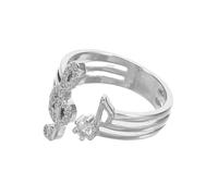 Artibetter Anello Aperto Regolabile da Donna Nota Musicale e Strass, Anello di Lega Lucido Resistente All’usura, Gioiello Decorativo per Ragazze, Adatto a Tutte le Occasioni