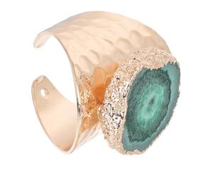 Artibetter Anello Donna Cristallo Placcato Oro Pietra Grezza, Gioielli Decorativi per Feste e Uso Quotidiano