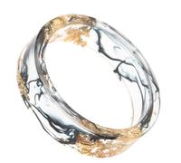 Artibetter Anello in Resina Foglia Oro Trasparente 19mm Anello Donna Moda Chic Comodo da Indossare per Outfit Quotidiano