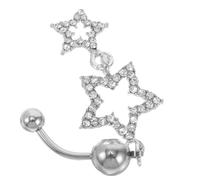 Artibetter Anello per Ombelico Pendente a Stella Brillante in Argento Confortevole e Sicuro per Donna per Occasioni Speciali