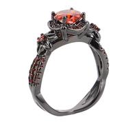 Artibetter Anello Punk Gotico Vintage in Rame con Zircone Rosso, Anello Gotico da Donna con Bordi Lisci Antigraffio, Accessorio Gioielli Gotici per Feste e Uso Quotidiano