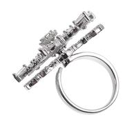 Artibetter Anello Regolabile a Doppio Strato Fiocco a Forma di Fiocco di Neve in Rame Argento, Gioiello da Dito Elegante e Delicato per Donne e Ragazze, per Decorazione Costume