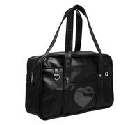 Artibetter Borsa per Computer Scolastico in Pu Nero Grande Capacità e Tracolla Confortevole, Stile Giapponese a Forma di Cuore, la Vita Scolastica e Lavoro