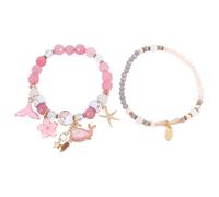 Artibetter Bracciale di Perline per Ragazza Doppio Strato in Cristallo Rosa | Serie Oceano, Gioiello da Festa, Stile Creativo e Speciale, Fascino Unico, Comodo da Indossare