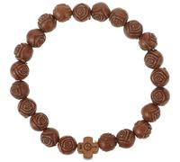 Artibetter Braccialetto da Donna e Uomo Perline in Resina Effetto Legno e Croce Vintage, Leggero dal Tocco Delicato, per Bar e Band