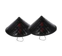 Artibetter Cappello da Sole Giapponese in Bambù Intrecciato 2 Pezzi Cappello a Cono Asiatico con Ampia Falda Protezione Solare per Cosplay e Spettacoli Teatrali