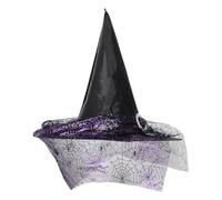 Artibetter Cappello da Strega Donna per Halloween in Poliestere Porpora Punta a Cono e Tesa Larga, Design Unico e Traspirante, per Feste e Celebrazioni