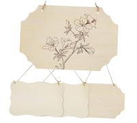 Artibetter Cartelli in Legno Sospesi Da 4 Pezzi, Targhe Artigianali Vuote in Legno Grezzo Fori Preforati, Decorazioni Da Appendere Per Porte e Pareti, Per Progetti Creativi e Decorazioni Domestiche