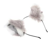 Artibetter Cerchietto Chioma Orecchie di Gatto e Volpe in Peluche Artificiale Bianco, Accessorio Cosplay Creativo e Carino per Donne, per Feste e Foto