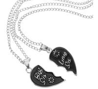 Artibetter Collana Cuore Puzzle a Due Pezzi, Lega Nera, per Sorelle | Due Ciondoli Coordinati, Regalo per Compleanno o Laurea, Stile per Migliori Amiche e Sorelle