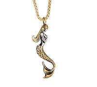 Artibetter Collana da Uomo Ciondolo a Sirena in Acciaio Inossidabile Oro | Design Creativo e Moda, Finitura Liscia senza Bave, Comoda e Sicura per L'uso Quotidiano