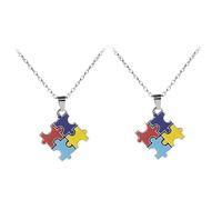 Artibetter Collana Puzzle Autistico 2 Pezzi in Lega, Design Unico e Brillante, Facile da Togliere, Regalo per Compleanno e Sensibilizzazione Sull'autismo