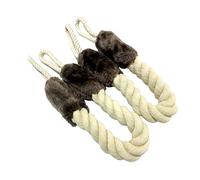 Artibetter Cordoncino Fermaporta in Cotone Beige 2 Pezzi Protezione Maniglia e Finestra per Urti e Sicurezza Domestica