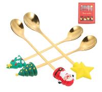 ARTIBETTER Cucchiai Inossidabili per Dessert Natalizi Cucchiaini da Caffè in Metallo per Yogurt e Limonata Set 4 Pezzi