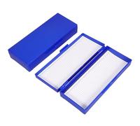 Artibetter Custodia per Diapositive 50 Slot in Plastica Blu Scuro, Scatola Scorrevole Coperchio a Cerniera e Foglio Inventario, Contenitore per Conservazione di Vetrini Patologici per Uso