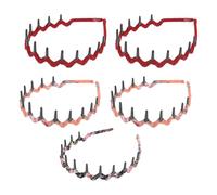 ARTIBETTER Fasce per Chioma a Pettine Denti Ondulati in Plastica Leopardata, Cerchietti Dentati Unisex 5 Pezzi, Accessori per Acconciature Quotidiane e Trucco Colore Casuale Stile Casuale