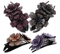 Artibetter Fermagli per Chioma Stile Francese Strass in Plastica Leggera Set 4 Pezzi Clip Multifunzionali per Acconciature Eleganti e Decorazioni Donna