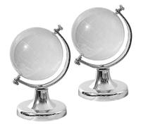 Artibetter Globo di Cristallo Trasparente Decorativo da Tavolo 2 Pezzi, Mappamondo Geografico in Miniatura Base Solida, Scultura a Forma di Globo per Arredamento Casa, Ufficio e Regalo