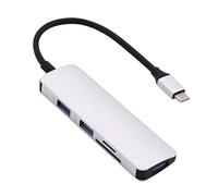 Artibetter Hub Usb-c Porte Usb e Lettore Microsd Adattatore Compatto Per Laptop e Dispositivi Type-c Design Portatile in Argento Compatibile Con Vari Sistemi Soluzione Per Trasferimenti