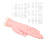 ARTIBETTER Mano Artificiale per Nail Art in Silicone Flessibile, Strumento di Allenamento per Manicure 100 Pezzi Unghie Finte, Forma Realistica per Pratica Professionale e Didattica