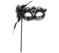 Artibetter Maschera da Ballo in Plastica Nera con Piume e Decorazioni Lucenti, Design Delicato e Portatile, per Feste di Halloween e Performance Teatrali Femminili