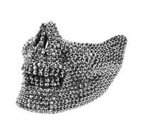 Artibetter Maschera Teschio da Halloween in Plastico Argento, Leggera e Comoda da Indossare, Stile Realistico e Spaventoso per Eventi Cosplay e Feste a Tema