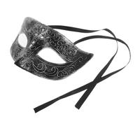 Artibetter Maschera Veneziana Metà Volto in Plastica Nera Design a Corda, Dipinta a Mano, Resistente per Feste e Compleanni in Stile Antico