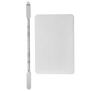 ARTIBETTER Palette per Trucco Quadrata in Acciaio Inossidabile 1.0mm con Anello da Dito e Spatola, Tavolozza Fondotinta Grande per Nail Art e Miscelazione Colori, Strumento Multiuso