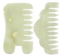 Artibetter Pettine Gua Sha in Jade Naturale 2 Pezzi per Massaggio Viso e Capelluto, Strumento Antistress e Stimolatore Circolazione per Bellezza e Benessere Quotidiano