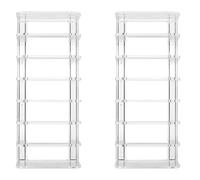 Artibetter Porta Cosmetici Semplice e Ordinato in Acrilico Trasparente 2 Pezzi Organizer per Make-up 7 Scomparti Multipli Espositore per Polveri e Ombretti da Tavolo