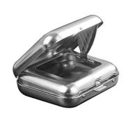 Artibetter Posacenere in Ferro Argento per Uso Interno ed Esterno, Portatile, Compatto e Leggero con Coperchio per Fumatori in Viaggio e all'Aperto