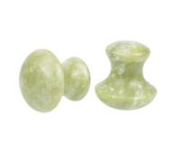 Artibetter Rullo Facciale Naturale Gua Sha in Jade Verde a Forma di Fungo, Set 2 Pezzi per Massaggio Viso e Occhi, Strumento per Massaggio Anti-età e Stimolazione della Circolazione Cutanea,