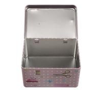 Artibetter Scatola di Latta per Cucito con Coperchio a Cerniera, Mini Organizer Portatile in Metallo 12,4x8,9x6,6 Cm per Accessori da Cucire, Contenitore Compatto da Viaggio per Fili, Aghi