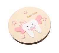 Artibetter Scatola Ricordo in Legno Rosa per Dentini 14x14 Cm | Scomparti Indipendenti Coperchio, Decorazione Stelle e Corona, Design Nordico Semplice