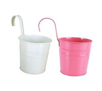 Artibetter Secchi Decorativi in Ferro Bianco 2 Pezzi per Fiori Finti e Secchi da Appendere per Balcone e Finestra