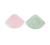 Artibetter Set 2 Pezzi Massaggiatore Gua Sha in Jade Forma a Ventaglio per Massaggio Facciale e Stimolazione della Pelle Strumento per Cosmetica Colore Casuale