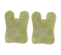 Artibetter Set 2pezzi Raschietto Gua Sha in Jade Verde per Massaggio Facciale Superficie Liscia Benefico la Bellezza della Pelle