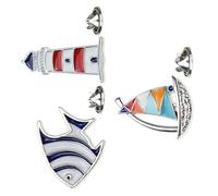 ARTIBETTER Set 3 Spille in Lega a Tema Marinaresco Pesce Tropicale, Barca a Vela e Faro, Spilla da Petto Decorativa per Donna, Accessori Versatili per Giacche, Borse e Cappelli, per Uso