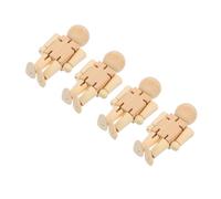 ARTIBETTER Set 4 Puppette Robot in Legno Non Verniciate 8cm, Giocattoli Creativi Fai Da Te Per Ragazzo Ragazza e Adulti, Figure Di Legno Vuote Per Decorazioni Artistiche e Regali Personalizzabili