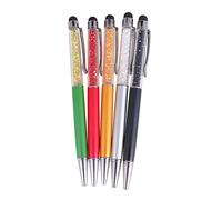 Artibetter Set 5 Pezzi Penna Capacitiva in Metallo Giallo Strass, Penna Touchscreen per Scrivere su Tablet e Laptop Clip Funzionale Elegante e Decorativa