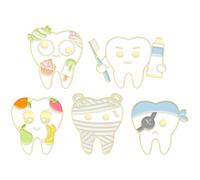 Artibetter Set 5 Spille Smaltate a Forma di Denti e Dentifricio in Lega per Decorare Abbigliamento e Cappelli, Idee Regalo per Adulti e Bambini in Occasioni Speciali