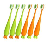 Artibetter Set 6 Spazzolini a Forma di Carota in Pp e Tpr, Setole Morbide per Stimolare e Massaggiare le Gengive, Igiene Orale e Neonati