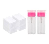 ARTIBETTER Set 652pz Salviette Portatili per Unghie 2 Flaconi in Plastica Resistente da 100ml Pompa Ricaricabile per Distributore di Liquidi per Pulizia Nail Art Solvente Smalto